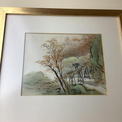 1176 Set of Three Oriental Landscape Watercolors
