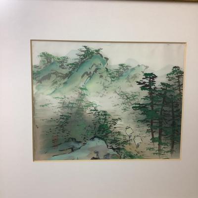 1176 Set of Three Oriental Landscape Watercolors