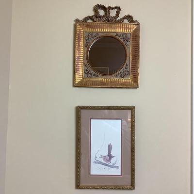 1178 Patricia Buckley Moss Signed and Artwork with Gold Bow Mirror