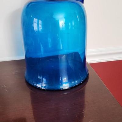 Blue Blenko Glass Jug with Handle Hand blown