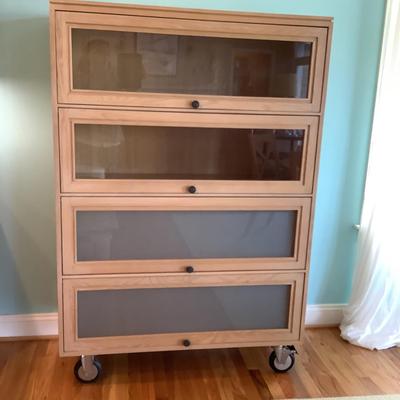 1194 Large Four Door Glass Front Cabinet on Wheels by DREXEL