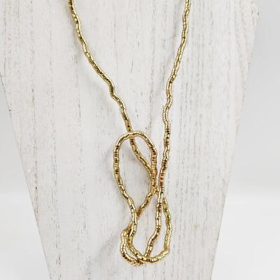 BEAUTIFUL GOLD TONED TWISTED STATEMENT NECKLACE