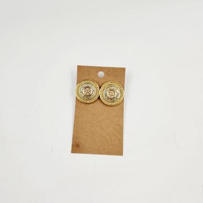 CUTE GOLD & SILVER TONED SHIPS WHEEL EARRINGS