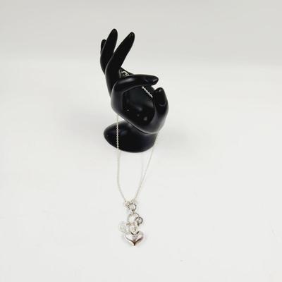 CUTE SILVER TONED HEART CHARM NECKLACE