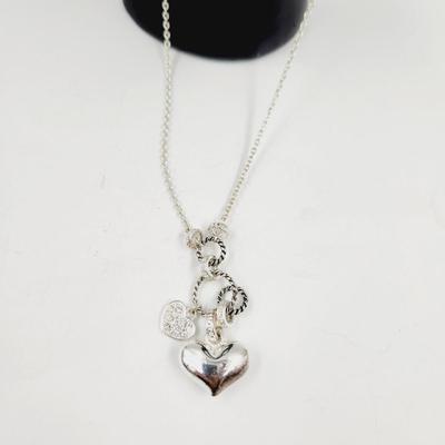 CUTE SILVER TONED HEART CHARM NECKLACE