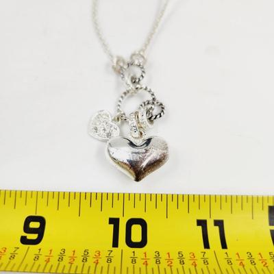CUTE SILVER TONED HEART CHARM NECKLACE