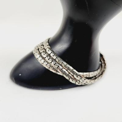 VINTAGE LISNER SILVER TONED 3 LAYER CHAIN BRACELET