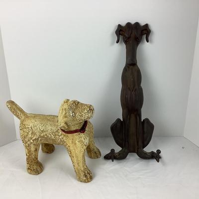 Lot # 1047 Cast Iron Dog Cookbook Holder  & Composition Decorative Dog