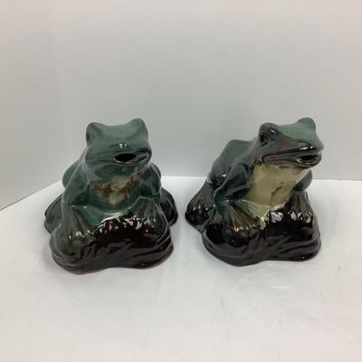 Lot # 1051 Pair of Painted Clay Frogs
