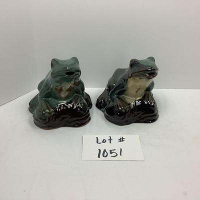 Lot # 1051 Pair of Painted Clay Frogs