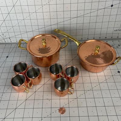 #11 Hammered Copper Pots and Mini Shot Glasses