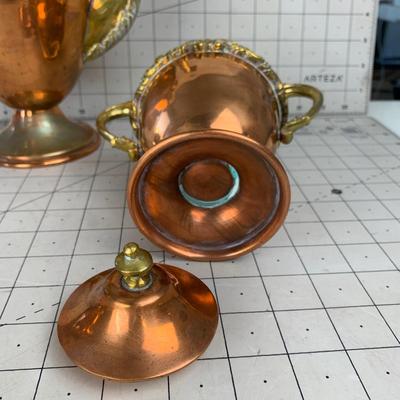 #17 Vintage Brass and Copper Tea Serving Set