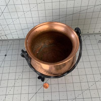 #141 Hammered Copper Tripod Cauldron