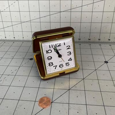 #148 Vintage Linden Folding Travel Alarm Clock With Glow In The Dark Hands