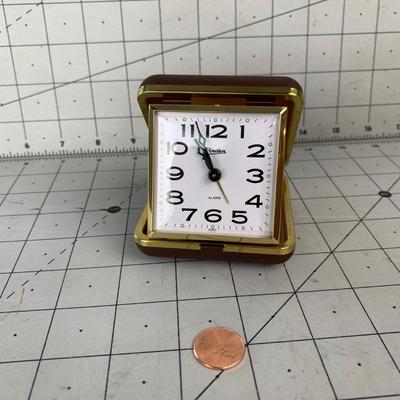 #148 Vintage Linden Folding Travel Alarm Clock With Glow In The Dark Hands