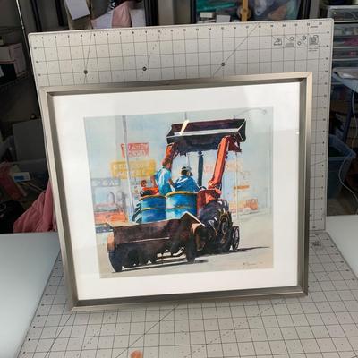 #152 Signed and Framed Marian Dunn City Tractor Print- Utah Artist