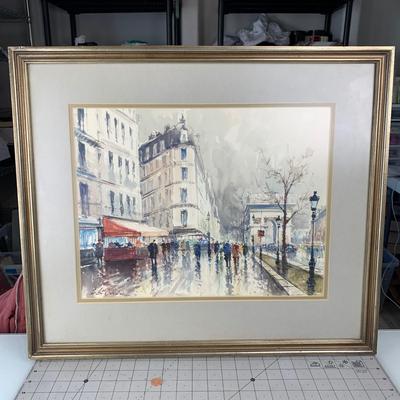 #158 Framed Original  City Watercolor