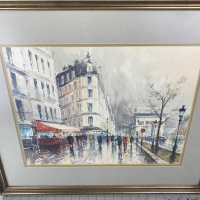 #158 Framed Original  City Watercolor