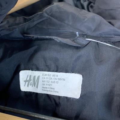#176 H&M Kids Size 15 Black Hooded Puffy Jacket