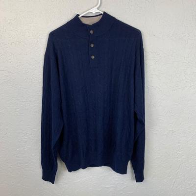#180 Peter Millar 100% Merino Wool XXL Blue 1/4 Button Sweater 