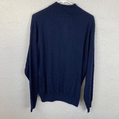 #180 Peter Millar 100% Merino Wool XXL Blue 1/4 Button Sweater 
