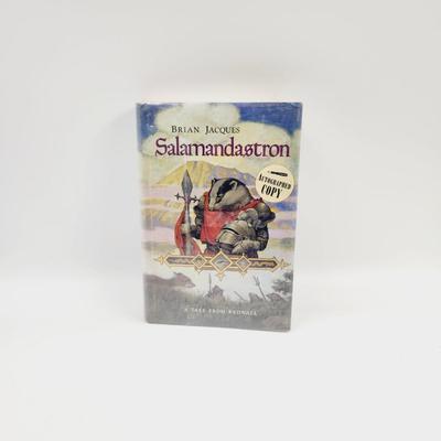 AUTOGRAPHED BRIAN JACQUES - SALAMANDASTRON HARDBACK BOOK
