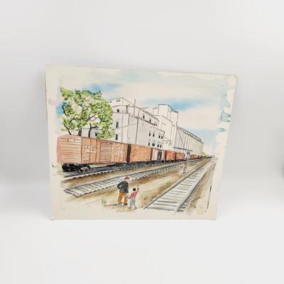 ORIGINAL ORLANDO WILSON "ABILENE EAST FLOUR MILLS" PAINTING