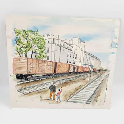 ORIGINAL ORLANDO WILSON "ABILENE EAST FLOUR MILLS" PAINTING