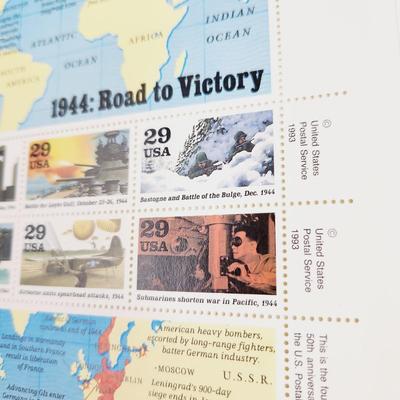 6 SHEETS - USPS STAMP COLLECTABLE - 1944 ROAD TO VICTORY STAMPS