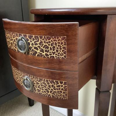 1216 BOMBAY Round Single Drawer Animal Print Table