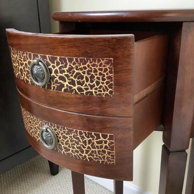 1216 BOMBAY Round Single Drawer Animal Print Table