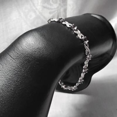 DEE BERKLEY Art Deco Diamond Amethyst Tennis Bracelet 7.25"