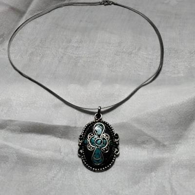 Vintage Lapis Lazuli and Turquoise 18" 925 Necklace