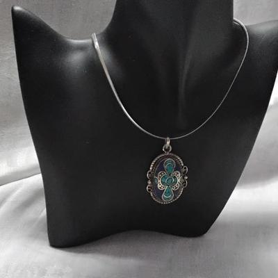 Vintage Lapis Lazuli and Turquoise 18" 925 Necklace