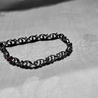 Rubies,Emeralds, Sapphires, Aquamarine 925 7" Bracelet