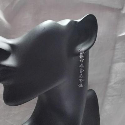New Old Stock Triangle Tanzanite 925 Dangle Earrings