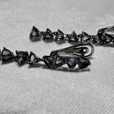 New Old Stock Triangle Tanzanite 925 Dangle Earrings