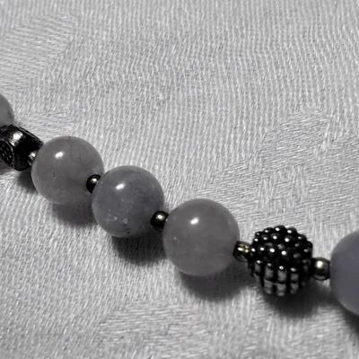 Exquisite Lavender Jade, Hematite, Amethyst 925 Beads With A Stunning Baroque Pearl  18" Necklace