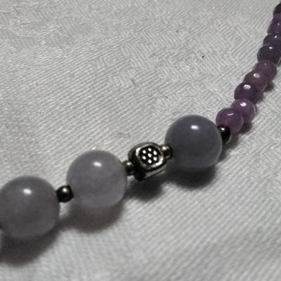 Exquisite Lavender Jade, Hematite, Amethyst 925 Beads With A Stunning Baroque Pearl  18" Necklace