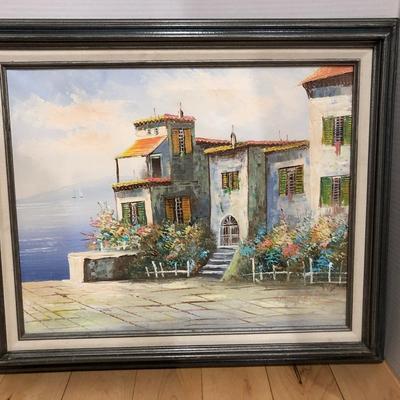Original Oil on Canvas Signed - Brian Roche - Mediterranean Sea Scape