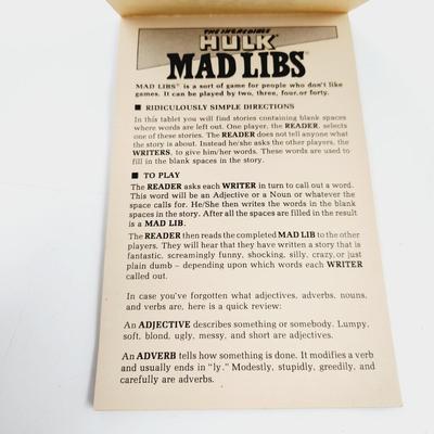 1981 THE INCREDIBLE HULK MAD LIBS - SEE DESCRIPTION
