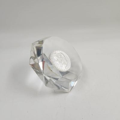 RESIN DIAMOND ENCASED 1885 MORGAN SILVER DOLLAR