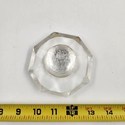 RESIN DIAMOND ENCASED 1885 MORGAN SILVER DOLLAR