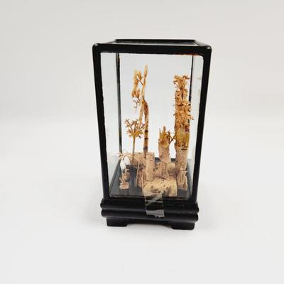 VINTAGE MINATURE CHINESE CORK DIORAMA ENCASED