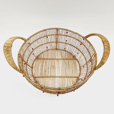 VINTAGE RATTAN TIGHT WOVEN BASKET