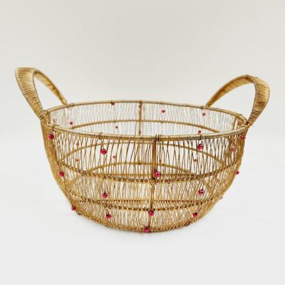 VINTAGE RATTAN TIGHT WOVEN BASKET
