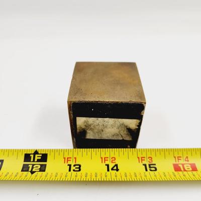 VINTAGE SOLID BRASS PEN HOLDER - HEAVY