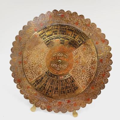 VINTAGE BRASS 100 YEAR CALENDAR ROUND