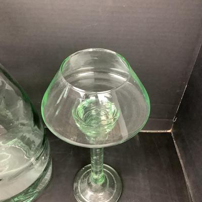1073 Green Glass Decor Lot