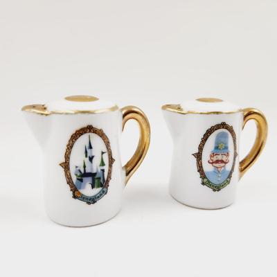 VINTAGE DISNEY CASTLE - OFFICER - PRINCESS SALT & PEPPER SHAKER PITCHERS